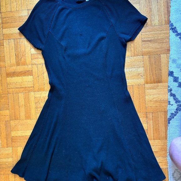 urban outfitters fit and flare ribbed black greyish dress - Picture 2 of 4